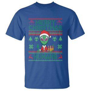 Funny Xmas Alien Santa T Shirt Merry Christmas Humans UFO Outer Space TS09 Royal Blue Print Your Wear