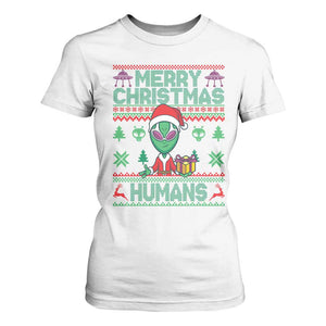 Funny Xmas Alien Santa T Shirt For Women Merry Christmas Humans UFO Outer Space TS09 White Print Your Wear