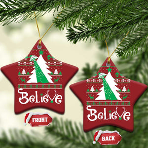 Funny Xmas UFO Believe Christmas Ornament TS09 Star Red Print Your Wear