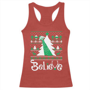 Funny Xmas UFO Believe Racerback Tank Top TS09 Red Print Your Wear