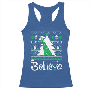 Funny Xmas UFO Believe Racerback Tank Top TS09 Royal Blue Print Your Wear