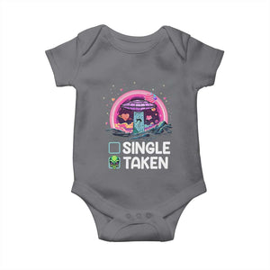 Funny Valentine's Day Baby Onesie Single Or Taken Alien UFO TS09 Charcoal Print Your Wear