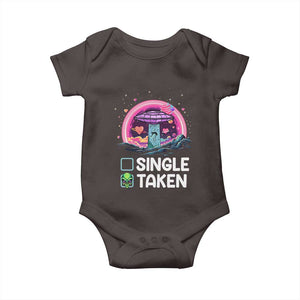 Funny Valentine's Day Baby Onesie Single Or Taken Alien UFO TS09 Dark Chocolate Print Your Wear