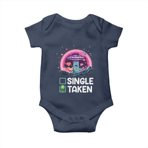 Funny Valentine's Day Baby Onesie Single Or Taken Alien UFO TS09 Navy Print Your Wear