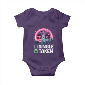 Funny Valentine's Day Baby Onesie Single Or Taken Alien UFO TS09 Purple Print Your Wear