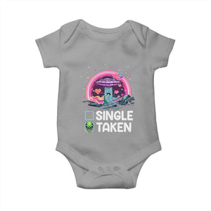 Funny Valentine's Day Baby Onesie Single Or Taken Alien UFO TS09 Sport Gray Print Your Wear