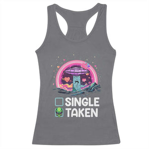 Funny Valentine's Day Racerback Tank Top Single Or Taken Alien UFO TS09 Charcoal Print Your Wear