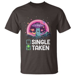 Funny Valentine's Day T Shirt Single Or Taken Alien UFO TS09 Dark Chocolate Printyourwear