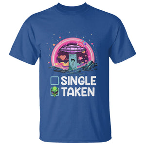 Funny Valentine's Day T Shirt Single Or Taken Alien UFO TS09 Royal Blue Printyourwear