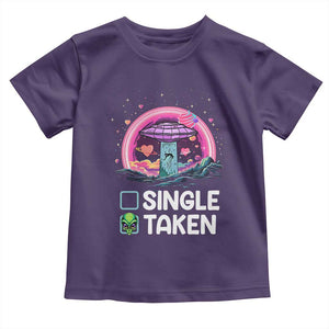 Funny Valentine's Day Toddler T Shirt Single Or Taken Alien UFO TS09 Purple Print Your Wear