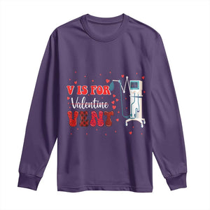 Valentine's Day Long Sleeve Shirt V Is For Vent Respiratory Therapist Nurse Healthcare Worker TS09 Purple Print Your Wear