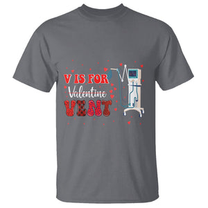 Valentine's Day T Shirt V Is For Vent Respiratory Therapist Nurse Healthcare Worker TS09 Charcoal Printyourwear