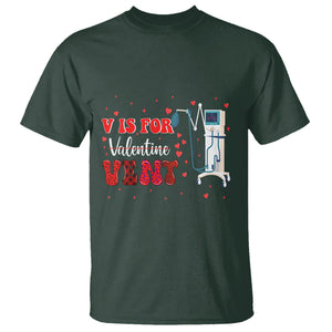 Valentine's Day T Shirt V Is For Vent Respiratory Therapist Nurse Healthcare Worker TS09 Dark Forest Green Printyourwear