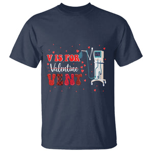 Valentine's Day T Shirt V Is For Vent Respiratory Therapist Nurse Healthcare Worker TS09 Navy Printyourwear