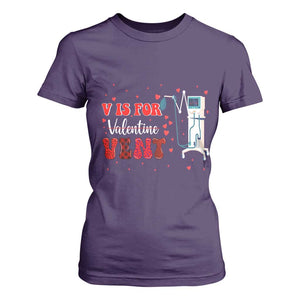 Valentine's Day T Shirt For Women V Is For Vent Respiratory Therapist Nurse Healthcare Worker TS09 Purple Print Your Wear