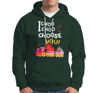 Valentine's Day Hoodie I Choo Choo Choose You Love Train Heart TS09 Dark Forest Green Printyourwear