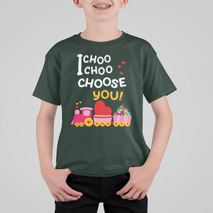 Valentine's Day T Shirt For Kid I Choo Choo Choose You Love Train Heart TS09 Dark Forest Green Printyourwear