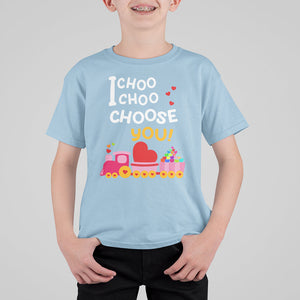 Valentine's Day T Shirt For Kid I Choo Choo Choose You Love Train Heart TS09 Light Blue Printyourwear