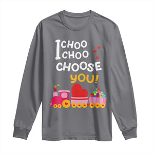 Valentine's Day Long Sleeve Shirt I Choo Choo Choose You Love Train Heart TS09 Charcoal Print Your Wear