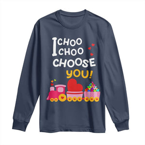 Valentine's Day Long Sleeve Shirt I Choo Choo Choose You Love Train Heart TS09 Navy Print Your Wear