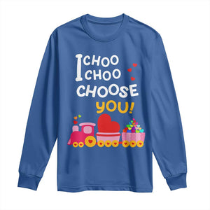 Valentine's Day Long Sleeve Shirt I Choo Choo Choose You Love Train Heart TS09 Royal Blue Print Your Wear