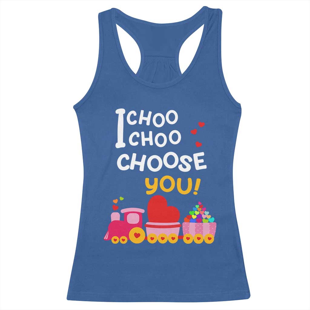 Valentine's Day Racerback Tank Top I Choo Choo Choose You Love Train Heart TS09 Royal Blue Print Your Wear