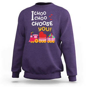 Valentine's Day Sweatshirt I Choo Choo Choose You Love Train Heart TS09 Purple Printyourwear