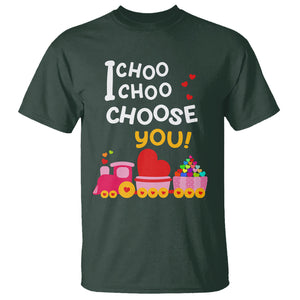 Valentine's Day T Shirt I Choo Choo Choose You Love Train Heart TS09 Dark Forest Green Printyourwear