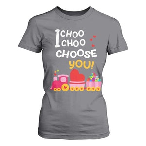 Valentine's Day T Shirt For Women I Choo Choo Choose You Love Train Heart TS09 Charcoal Print Your Wear