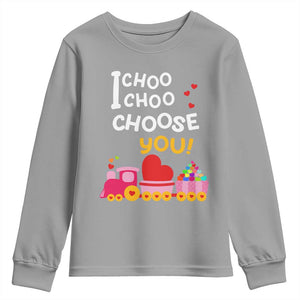 Valentine's Day Youth Sweatshirt I Choo Choo Choose You Love Train Heart TS09 Sport Gray Print Your Wear