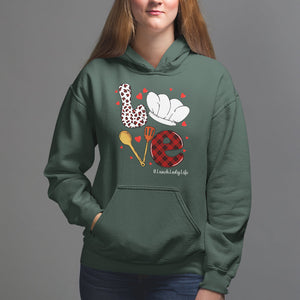 Valentine's Day Hoodie LOVE Lunch Lady Life TS09 Dark Forest Green Printyourwear