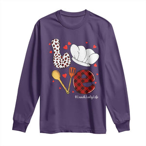 Valentine's Day Long Sleeve Shirt LOVE Lunch Lady Life TS09 Purple Print Your Wear