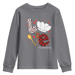 Valentine's Day Youth Sweatshirt LOVE Lunch Lady Life TS09 Charcoal Print Your Wear