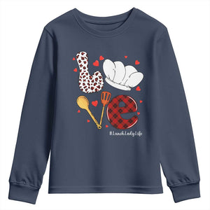 Valentine's Day Youth Sweatshirt LOVE Lunch Lady Life TS09 Navy Print Your Wear