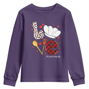 Valentine's Day Youth Sweatshirt LOVE Lunch Lady Life TS09 Purple Print Your Wear