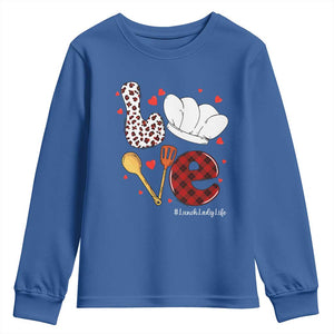 Valentine's Day Youth Sweatshirt LOVE Lunch Lady Life TS09 Royal Blue Print Your Wear