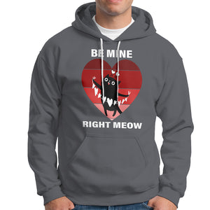 Valentine's Day Hoodie Be Mine Right Meow Funny Cat Lover TS09 Charcoal Printyourwear