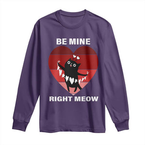 Valentine's Day Long Sleeve Shirt Be Mine Right Meow Funny Cat Lover TS09 Purple Print Your Wear