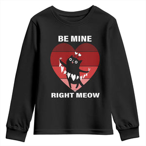 Valentine's Day Youth Sweatshirt Be Mine Right Meow Funny Cat Lover TS09 Black Print Your Wear