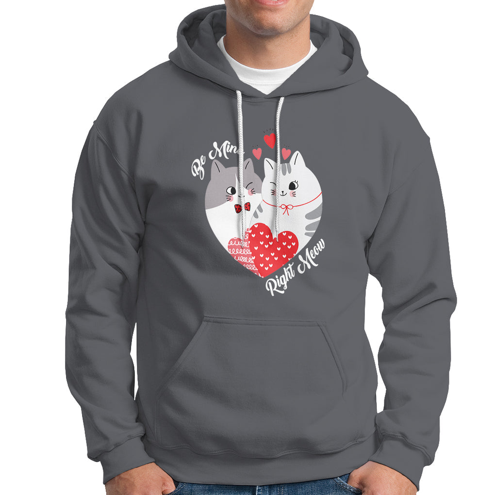 Valentine's Day Hoodie Be Mine Right Meow Funny Cat Lover TS09 Charcoal Printyourwear