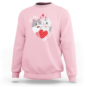 Valentine's Day Sweatshirt Be Mine Right Meow Funny Cat Lover TS09 Light Pink Printyourwear