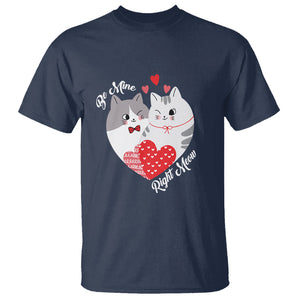 Valentine's Day T Shirt Be Mine Right Meow Funny Cat Lover TS09 Navy Printyourwear