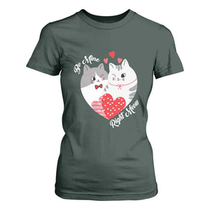 Valentine's Day Funny Cat Lover T Shirt For Women Be Mine Right Meow TS09 Dark Forest Green Print Your Wear