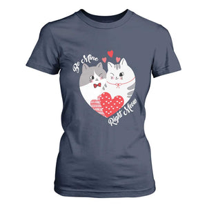 Valentine's Day Funny Cat Lover T Shirt For Women Be Mine Right Meow TS09 Navy Print Your Wear