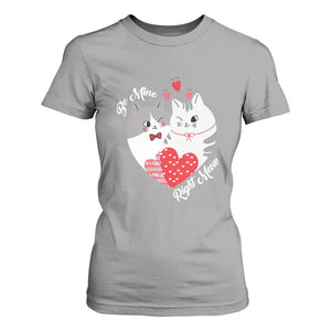 Valentine's Day Funny Cat Lover T Shirt For Women Be Mine Right Meow TS09 Sport Gray Print Your Wear