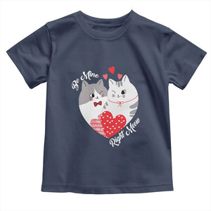 Valentine's Day Funny Cat Lover Toddler T Shirt Be Mine Right Meow TS09 Navy Print Your Wear