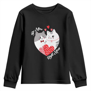 Valentine's Day Funny Cat Lover Youth Sweatshirt Be Mine Right Meow TS09 Black Print Your Wear