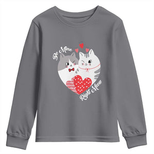 Valentine's Day Funny Cat Lover Youth Sweatshirt Be Mine Right Meow TS09 Charcoal Print Your Wear