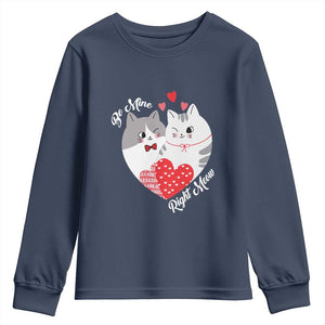 Valentine's Day Funny Cat Lover Youth Sweatshirt Be Mine Right Meow TS09 Navy Print Your Wear