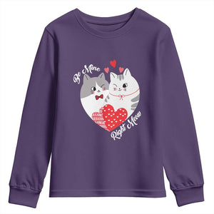 Valentine's Day Funny Cat Lover Youth Sweatshirt Be Mine Right Meow TS09 Purple Print Your Wear